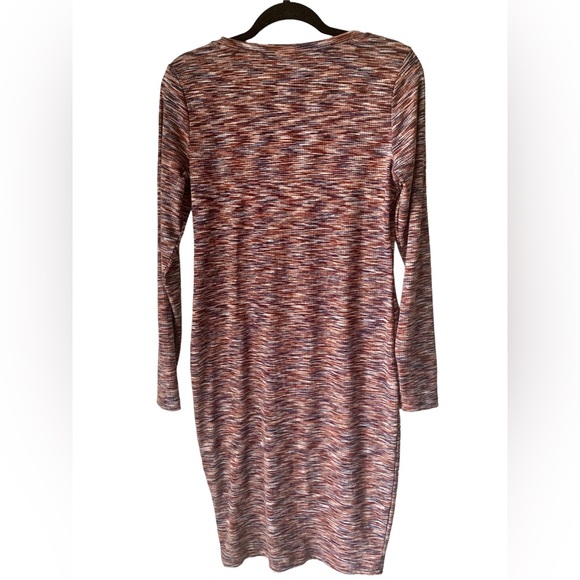 A Pea in the Pod ribbed stretch bodycon orange navy black cream Spacedye dress - Picture 4 of 5